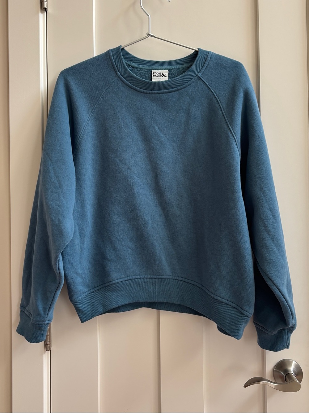Eddie Bauer Womens Blue Raglan Sleeve Crewneck Sweatshirt Size S